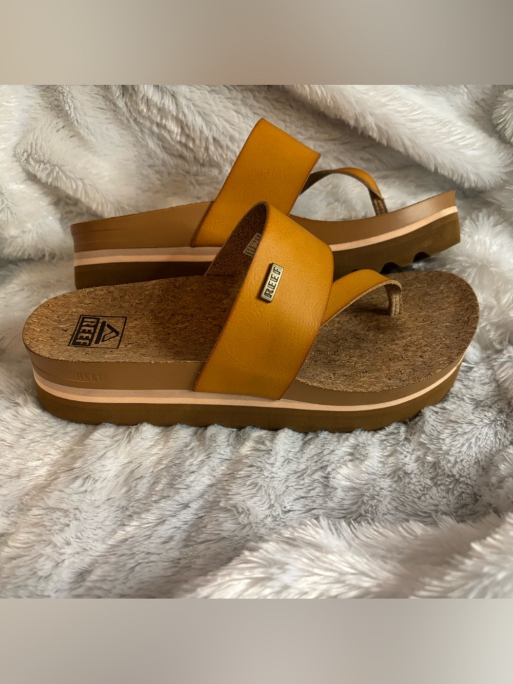 Reef Wedge Sandal in Camel Tan Nude and Cork Size 7 Women’s Sandals - Picture 3 of 5